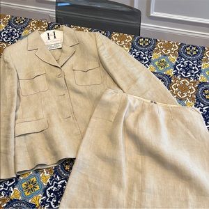 Max Mara Linen Jacket Skirt Suit Set 6 fits 4 LN